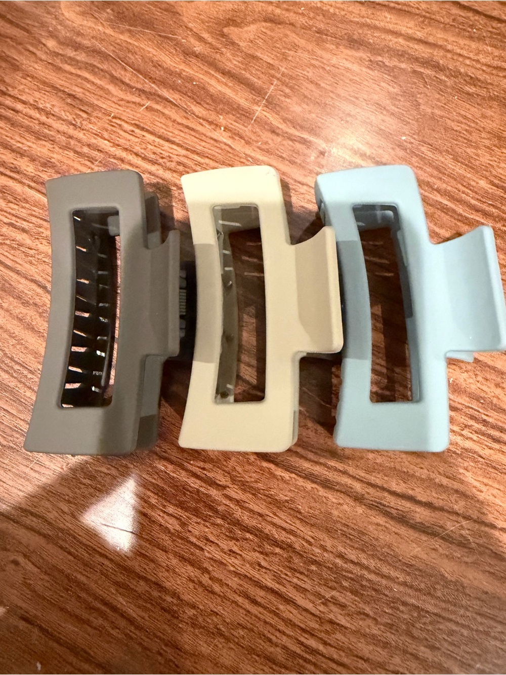 Macy's Matte Rectangular Hair Claw Clips - Gray, Cream, Light Blue